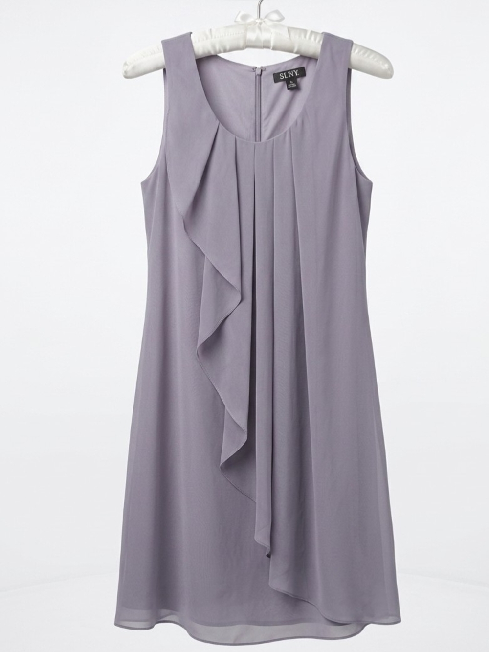 NWOT SLNY Chiffon Cascade Ruffle Special Occasion Dress Size 10